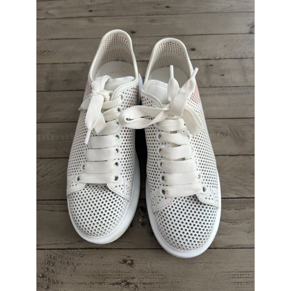 Alexander McQueen Oversized Perforated Leather Sneakers White Pink Size 37 7 - Picture 5 of 11